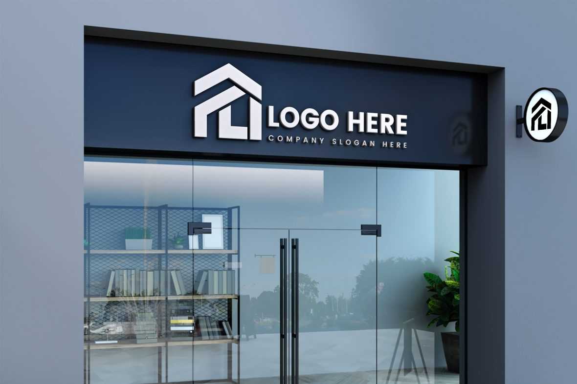 Storefront and Outdoor Sign 3D Logo Mockup