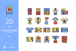 Student Filled Icon Set