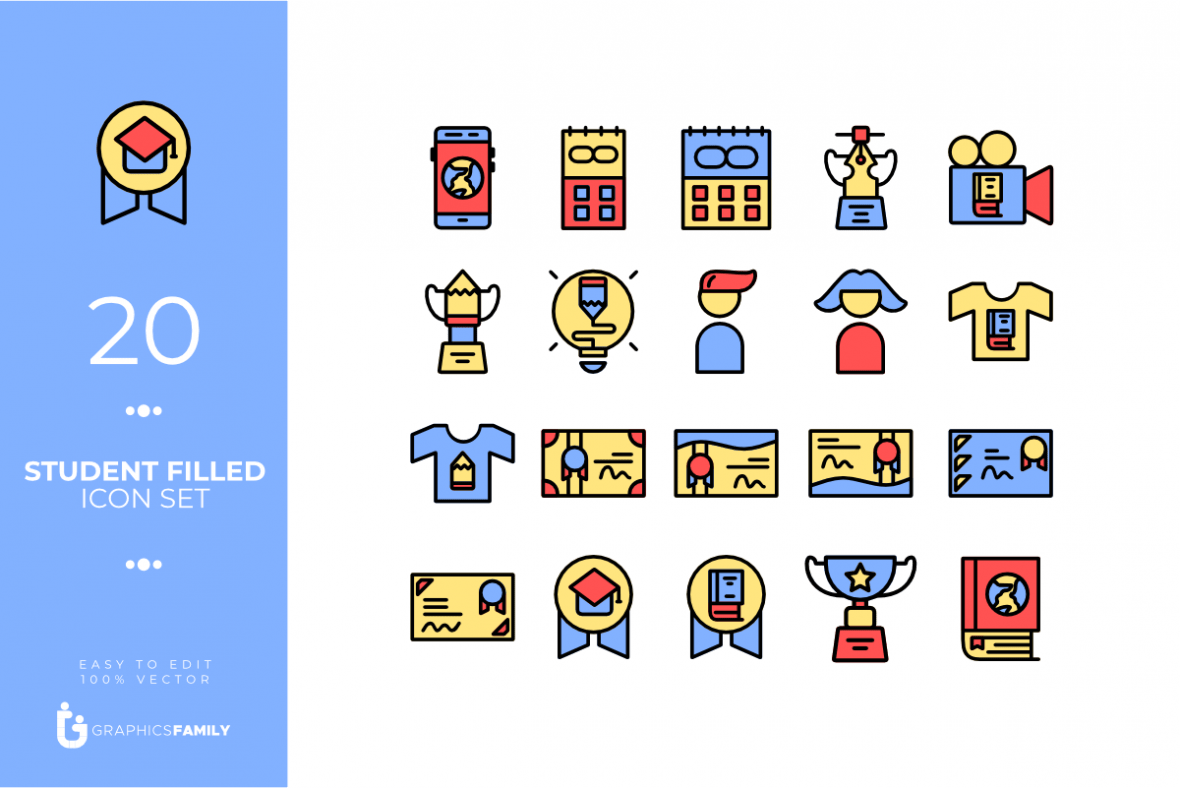 Student Filled Icon Set