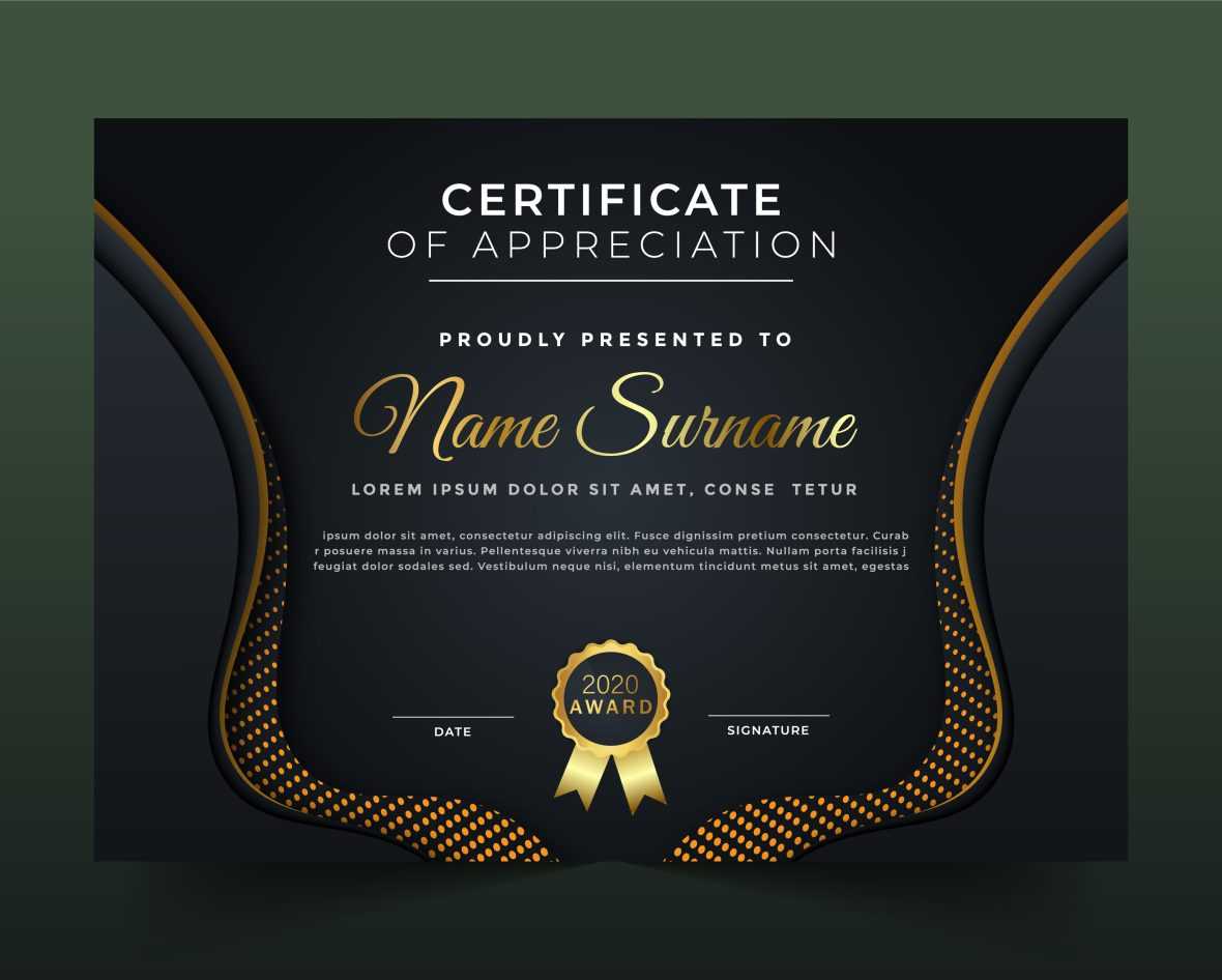 Stylish Dark Certificate Template with Golden Lines Design