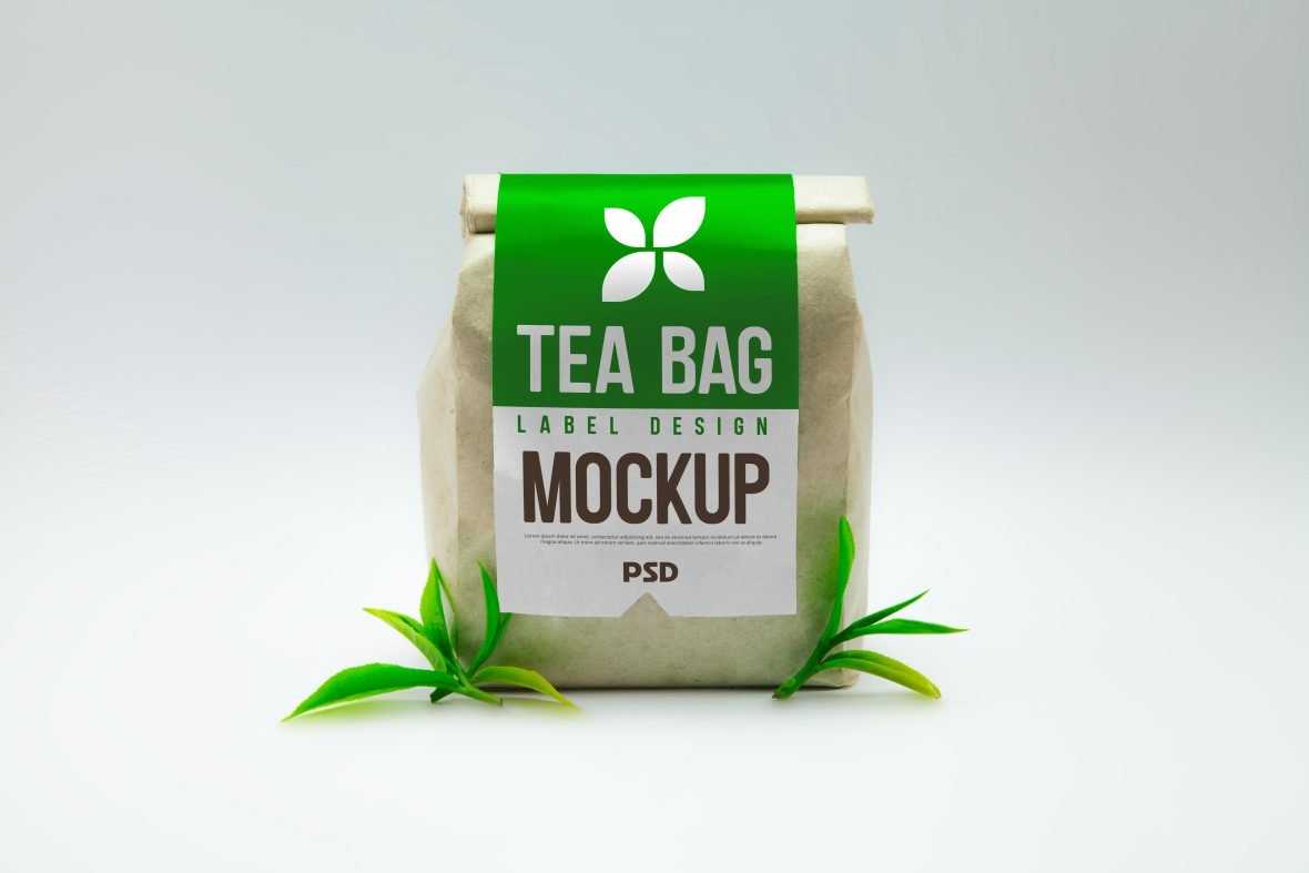 Tea bag Label Design Mockup