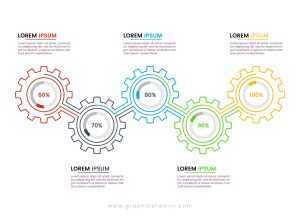 Thin line business infographic template with gears vector image