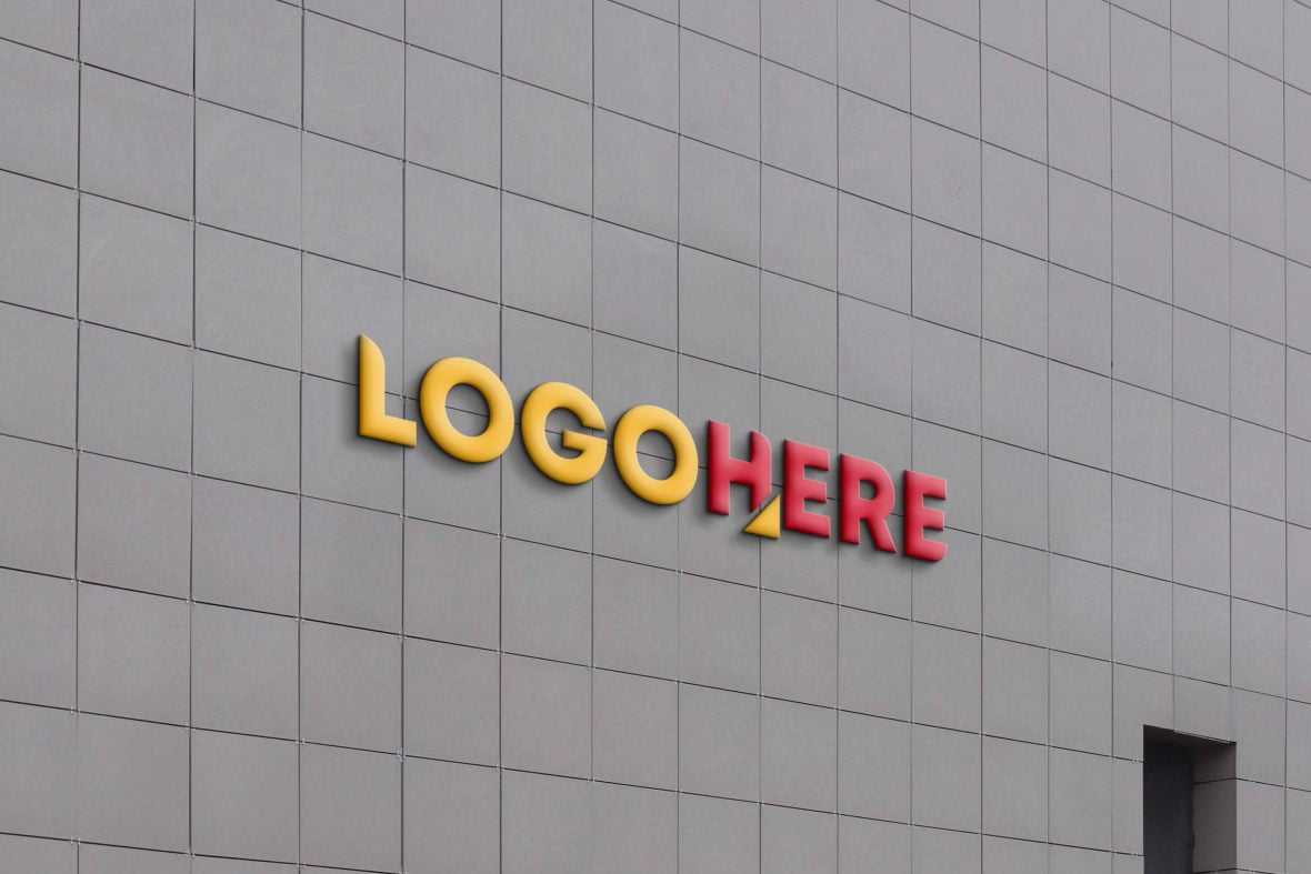 Tiles Wall 3D Logo Mockup