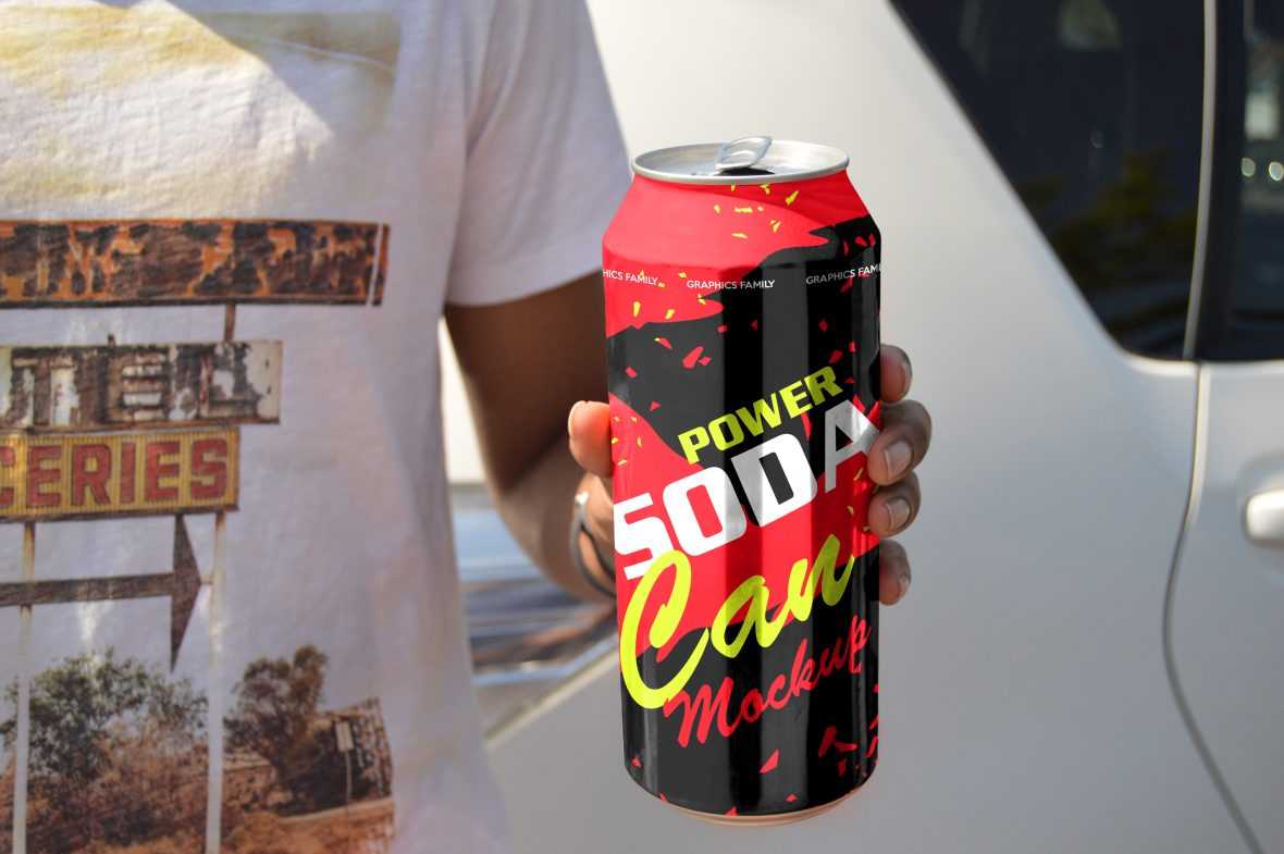 Tin Can On Hand Mockup