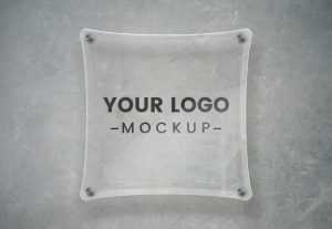 Transparent Glass Plate Sign Mockup