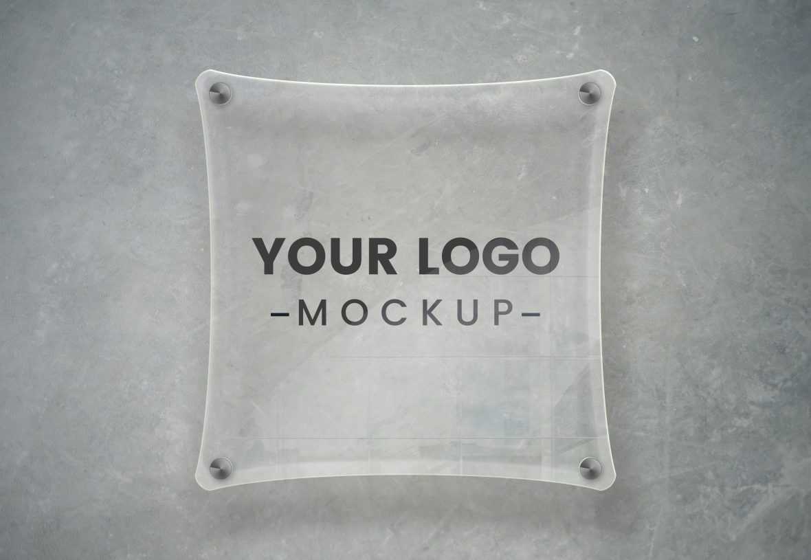 Transparent Glass Plate Sign Mockup