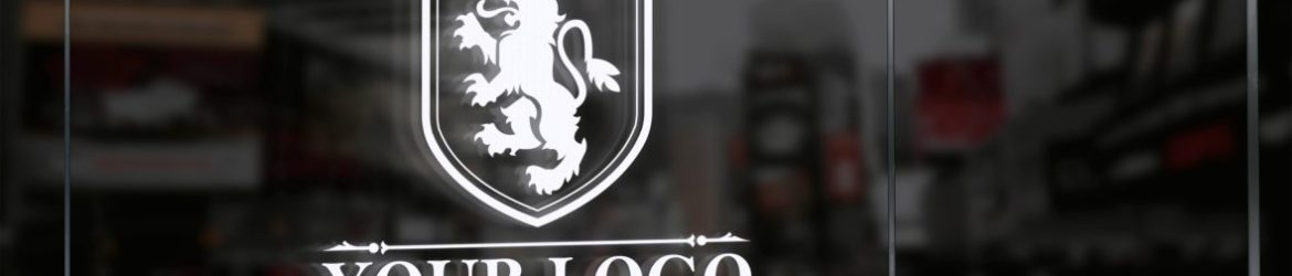 Transparent Glass Window Corporate Logo Presentation