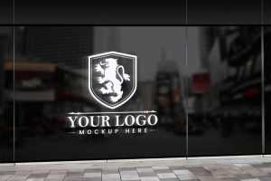 Transparent Glass Window Corporate Logo Presentation