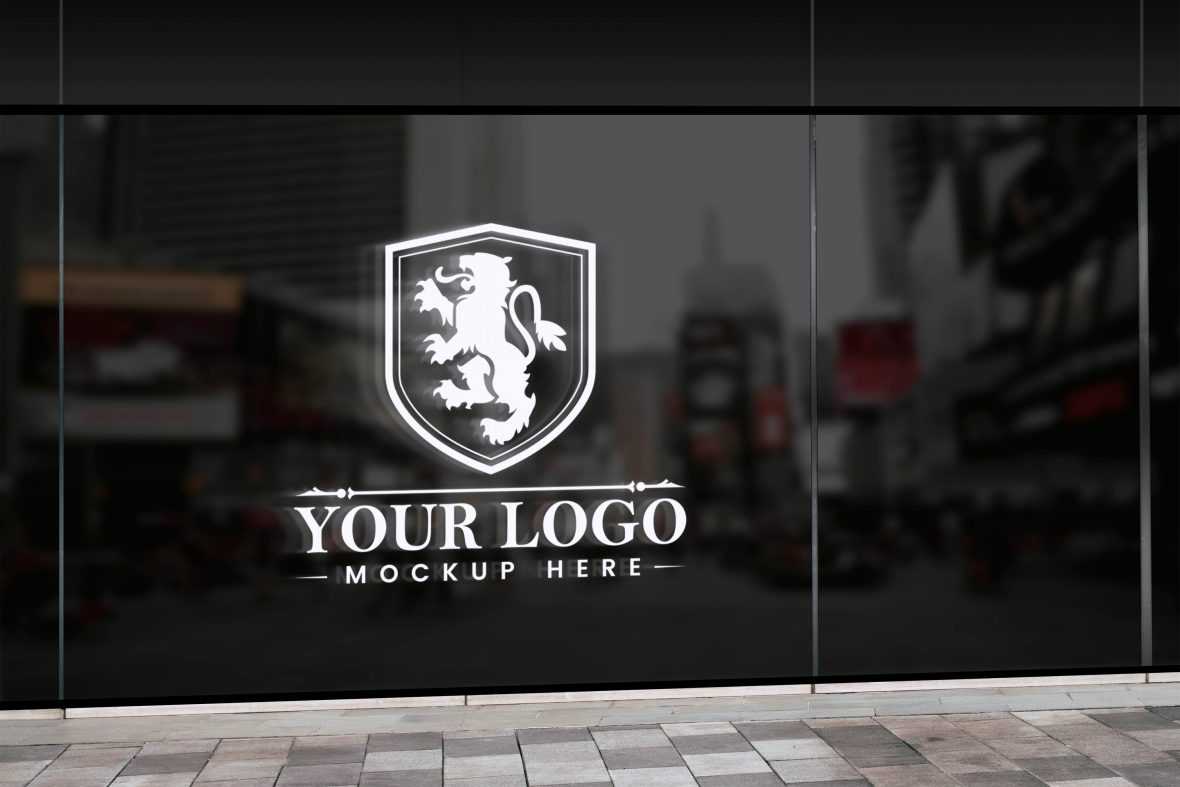 Transparent Glass Window Corporate Logo Presentation
