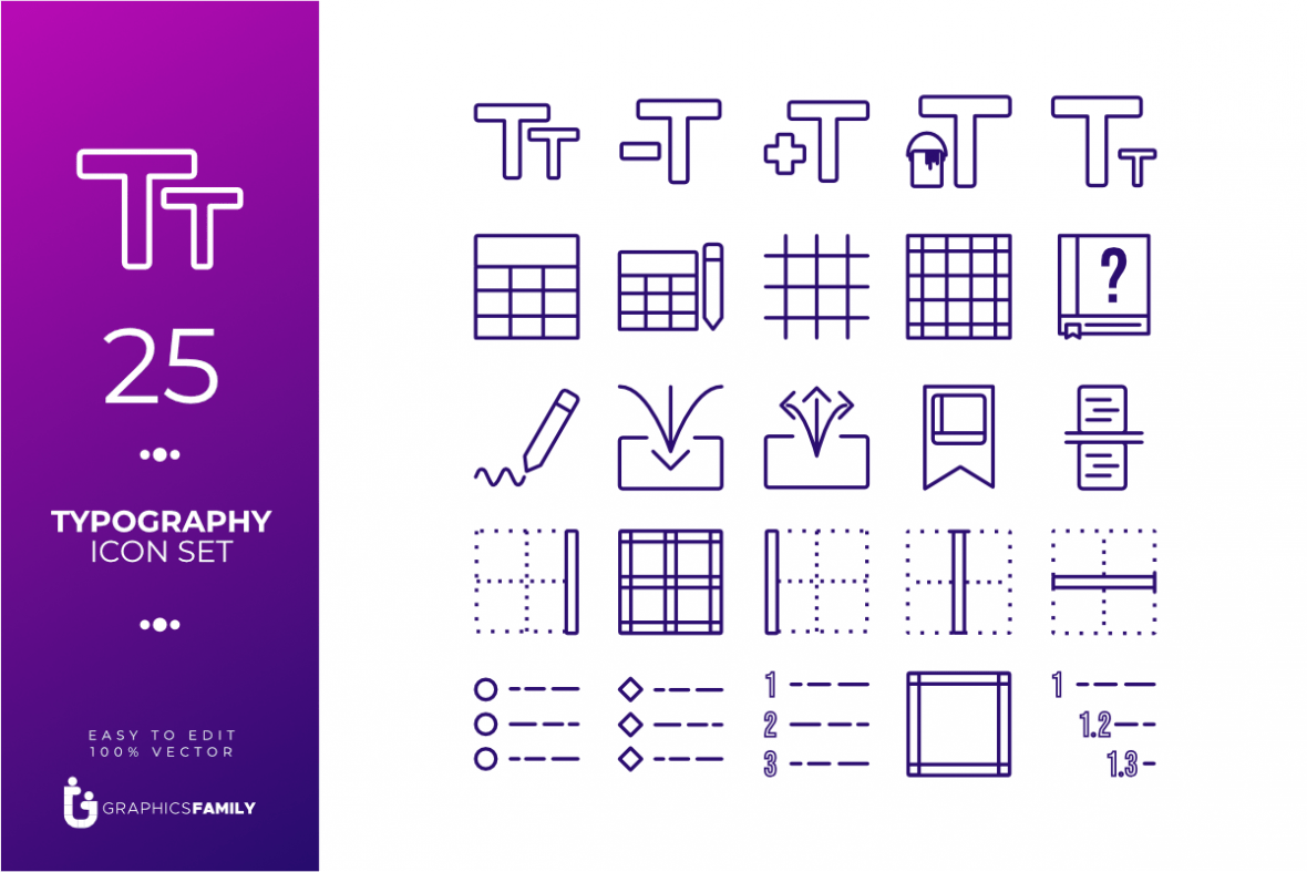 Typography icon set