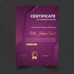 Vertical modern certificate template with futuristic and dynamic texture modern background