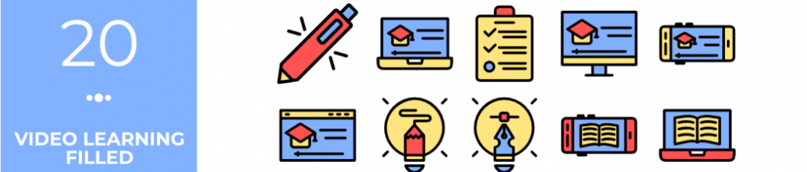 Video Learning Filled Icons