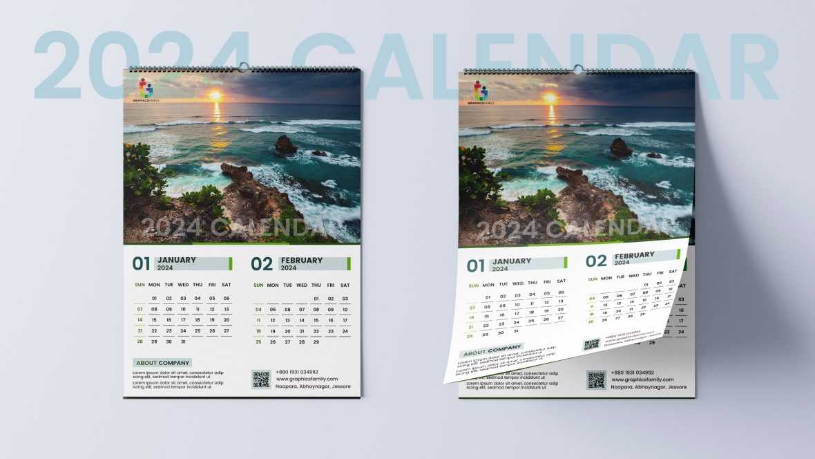 Wall Calendar Design 2024 Free PSD