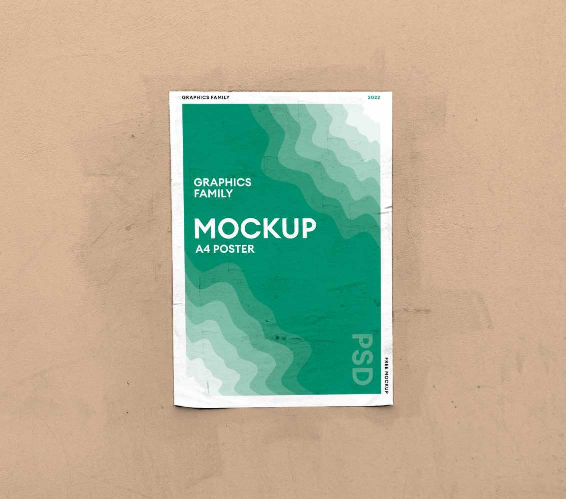 Wall Glued Poster Mockup