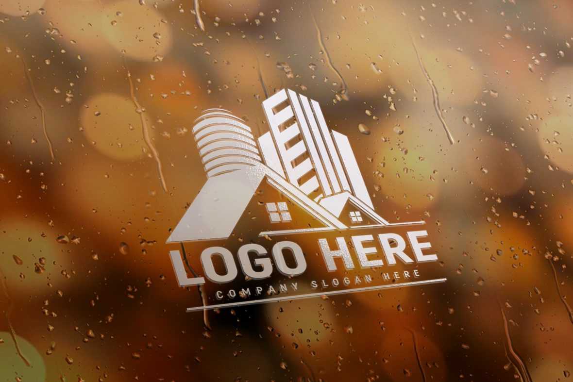 Water Drop Glass Logo Mockup