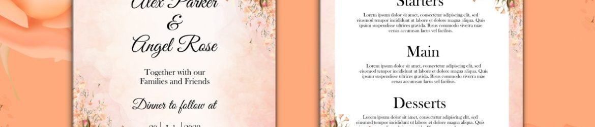 Watercolor Wedding Invitations With Menu Card Design Watercolor Wedding Invitations With Menu Card Design