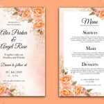 Watercolor Wedding Invitations With Menu Card Design