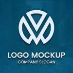 White 3D Logo Mockup on Blue Surface