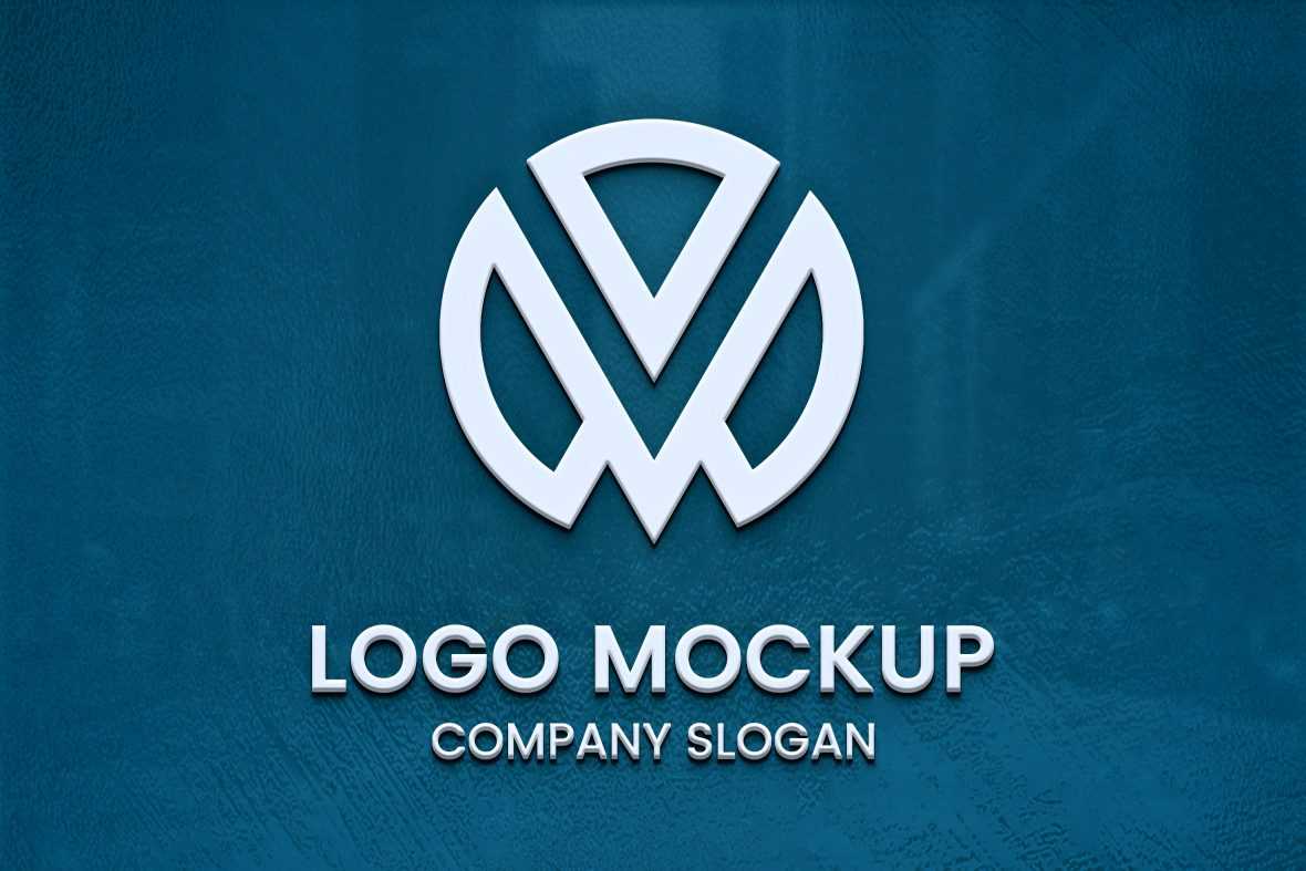 White 3D Logo Mockup on Blue Surface