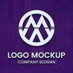White 3D Logo Mockup on Violet Surface