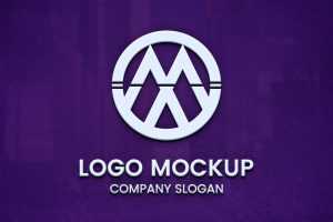 White 3D Logo Mockup on Violet Surface