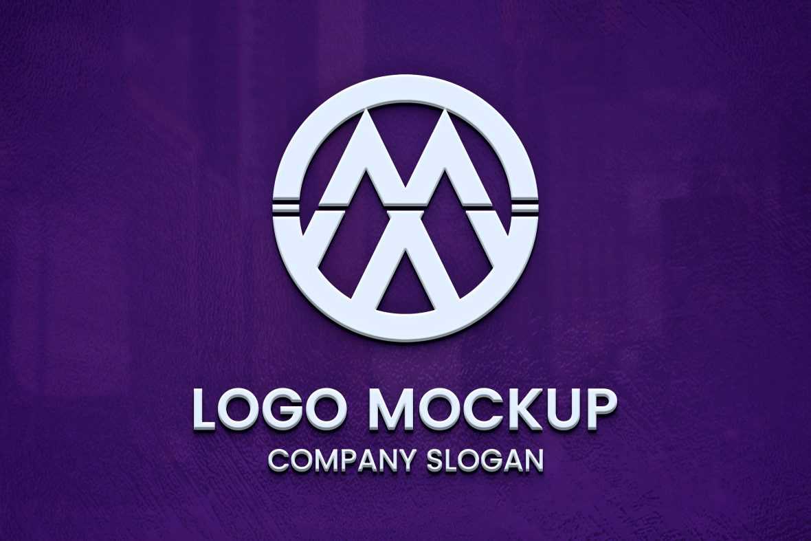 White 3D Logo Mockup on Violet Surface
