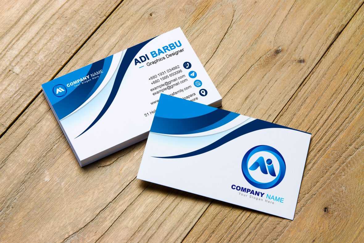 White and Blue Simple Business Card Design