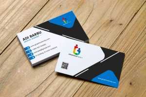 White, Black and Blue Business Card Template