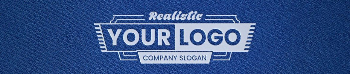 White Logo Mockup on Blue Textile