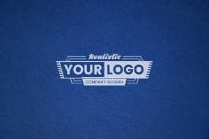 White Logo Mockup on Blue Textile