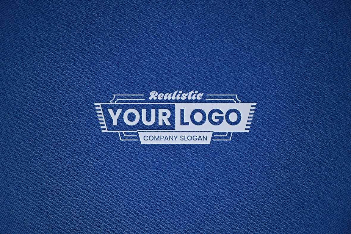 White Logo Mockup on Blue Textile