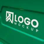 White Logo Mockup on Green Background