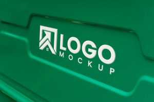 White Logo Mockup on Green Background