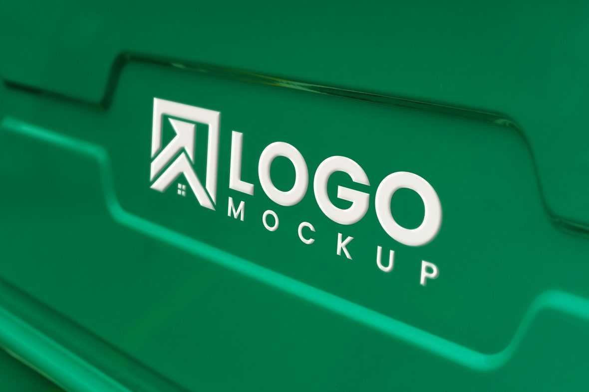 White Logo Mockup on Green Background
