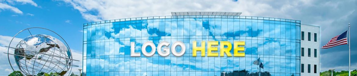 Wide Realistic Building Logo Mockup