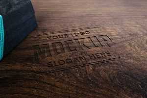 Wood Engraved 3D Logo Mockup