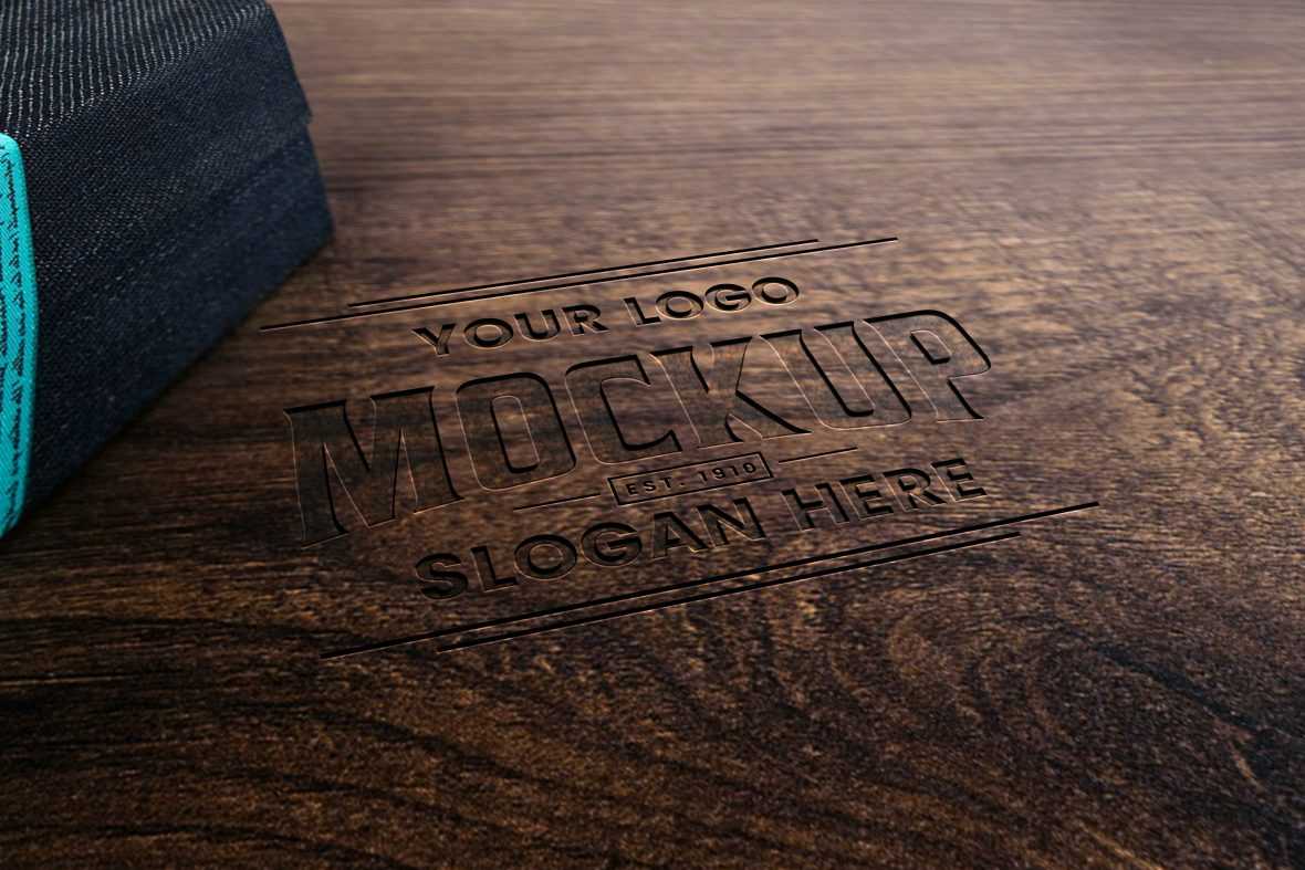Wood Engraved 3D Logo Mockup