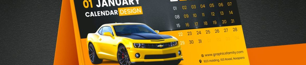 Yellow and Black Desk Calendar Design