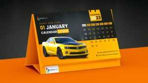Yellow and Black Desk Calendar Design
