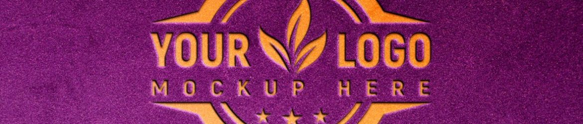 Yellow Logo Mockup on Violet Background