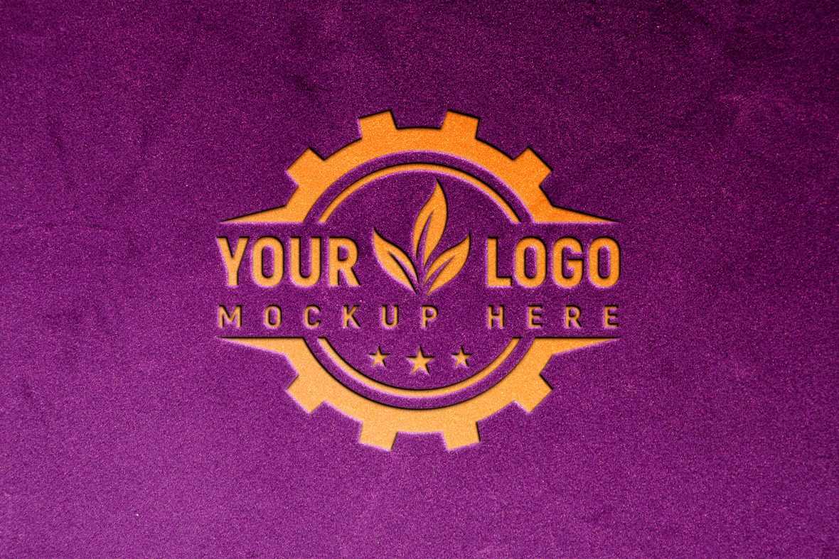 Yellow Logo Mockup on Violet Background