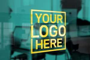 Yellow Office Window Logo Mockup