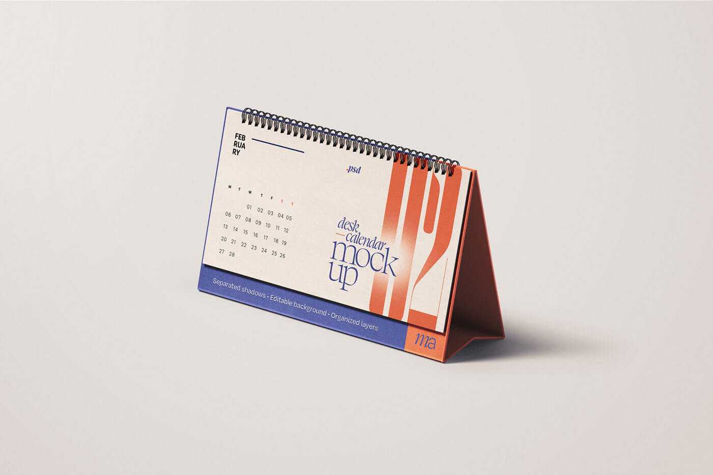 1 Free Horizontal Desk Calendar Mockup PSD