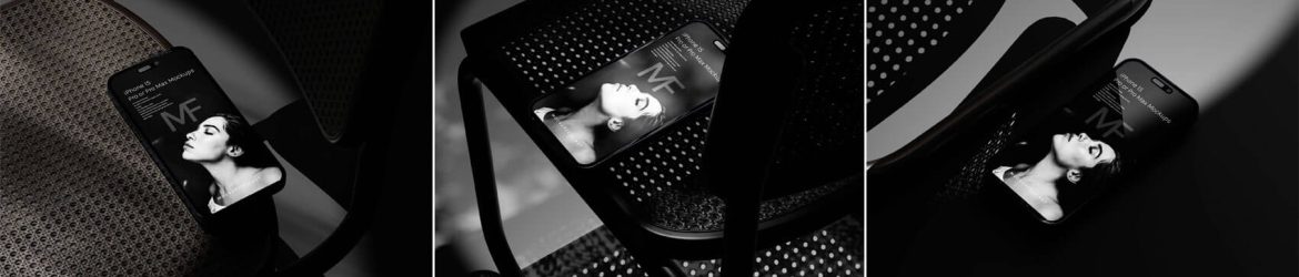 10 Free Dark Theme Mockup iPhone 15 Pro Max PSD Files