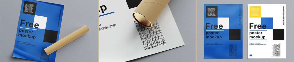 11 Free Rolled and Curled Up Poster Mockup PSD set