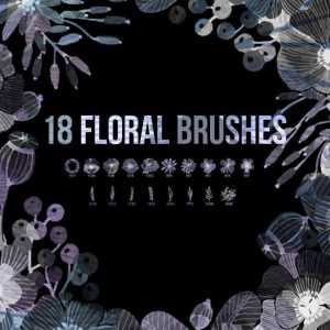 18 Watercolor Floral Photoshop Brushes