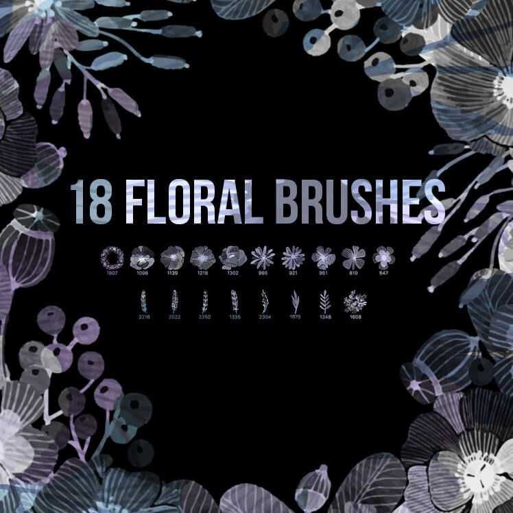 18 Watercolor Floral Photoshop Brushes