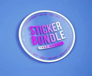 2 Free Clear Round Sticker Mockups PSD