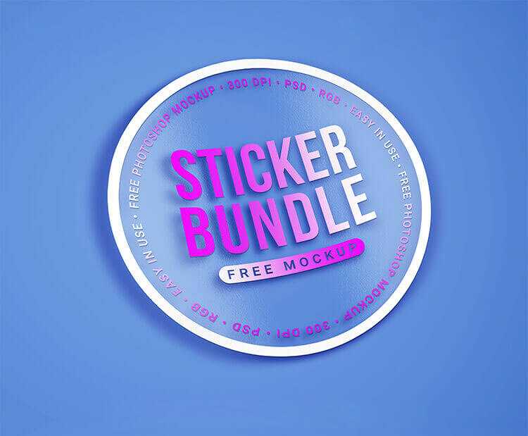 2 Free Clear Round Sticker Mockups PSD