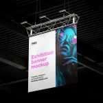 2 Free Hanging Exhibition Banner Mockup PSD Set